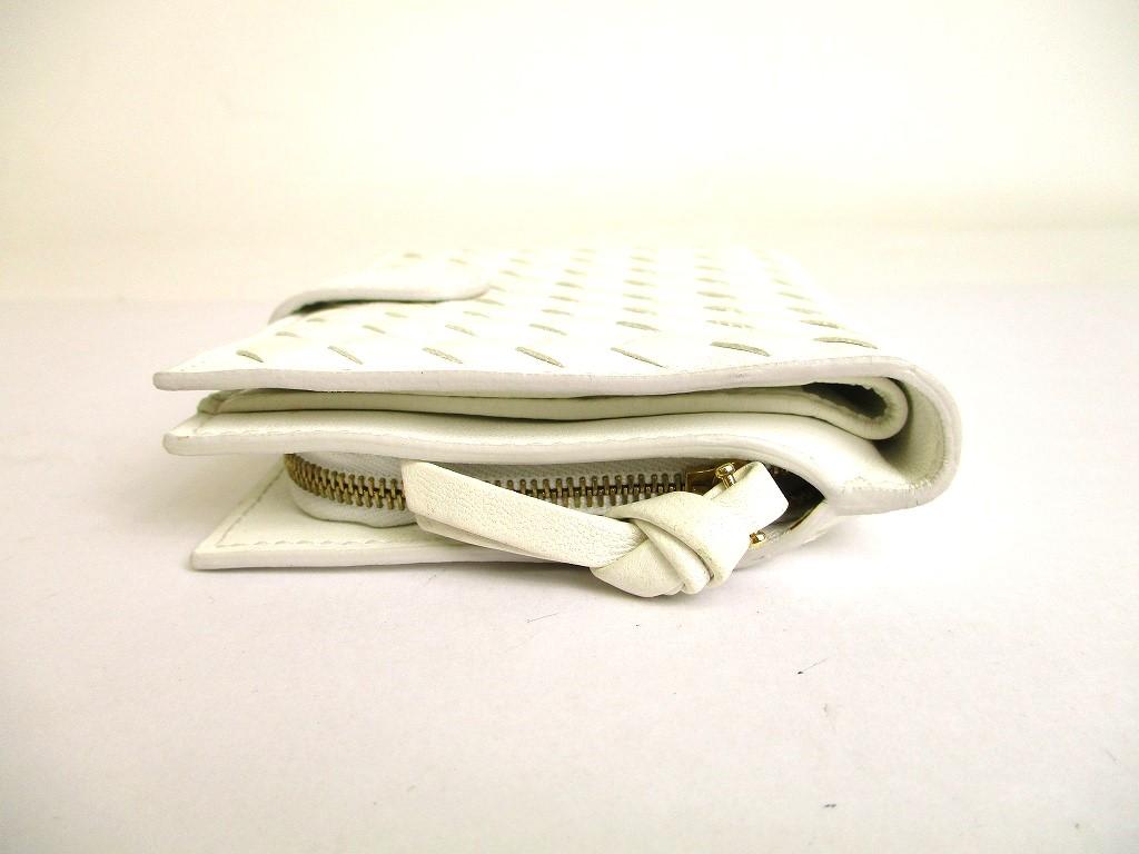 Authentic BOTTEGA VENETA Intrecciato White Leather Bifold Wallet Compact Wallet #9692  Refurbished