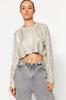 Women's Fashion New Sweater Stone Super Crop Hair Braided Foil Printed Knitwear Sweater
