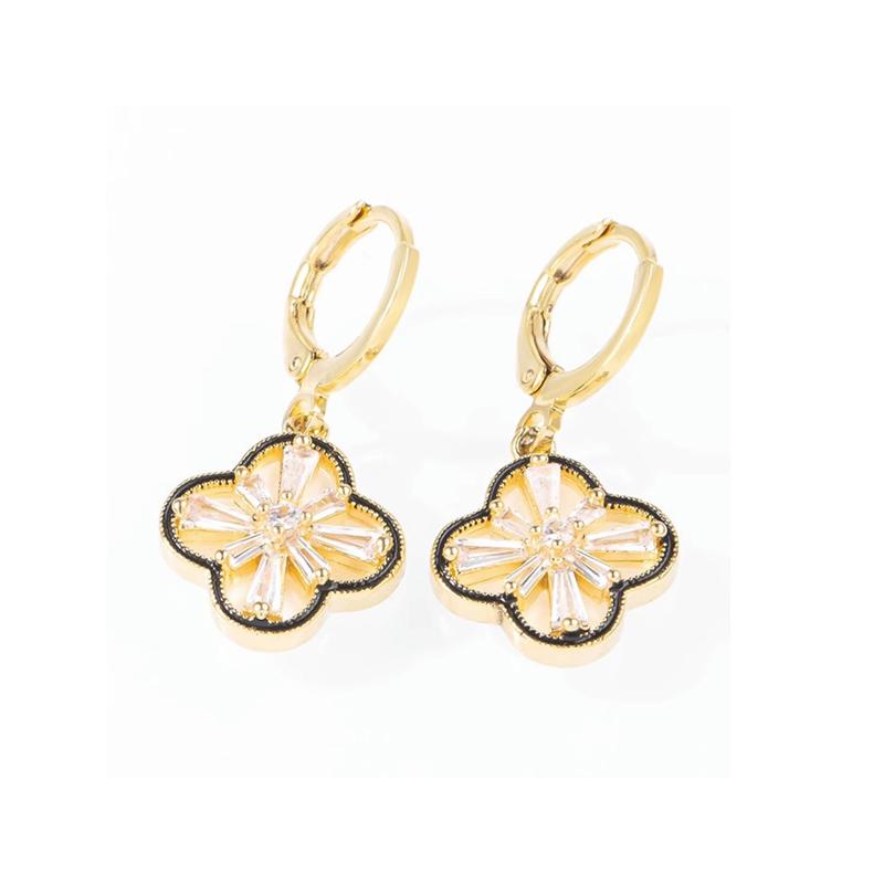 Vysoce kvalitní náušnice se čtyřlístkem, jednoduché temperamentní náušnice s přezkou z niky, dámské náušnice