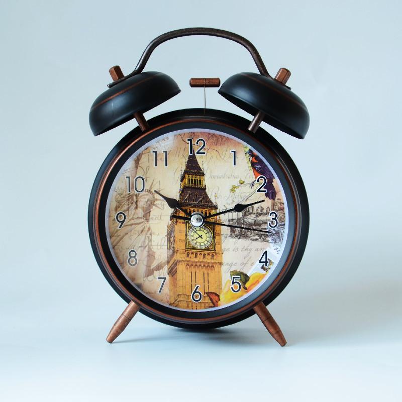 1 inch retro metal bell alarm clock, student bedside silent alarm clock, wake-up clock, hot-selling model