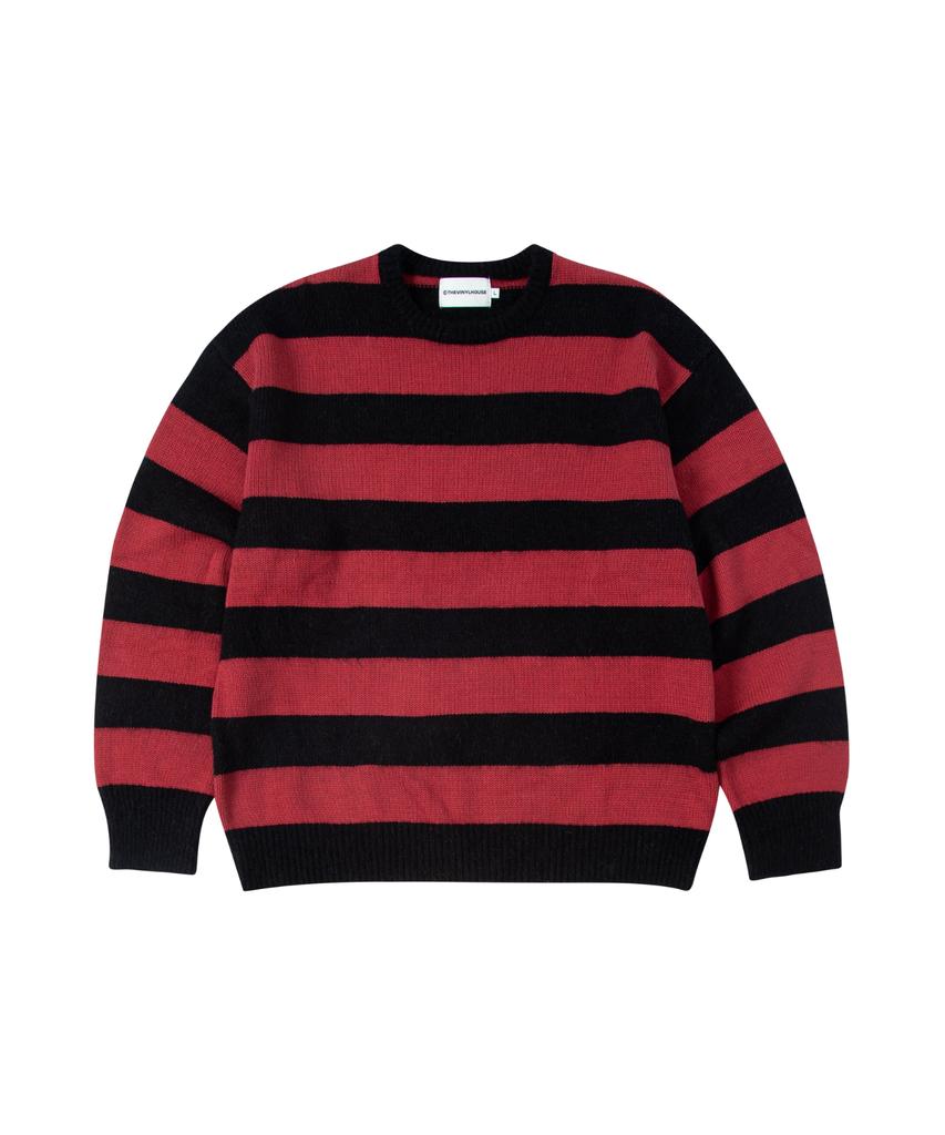 THEVINYLHOUSE Mohair Bold Striped Sweater Red (Vh2Dfuk603A)