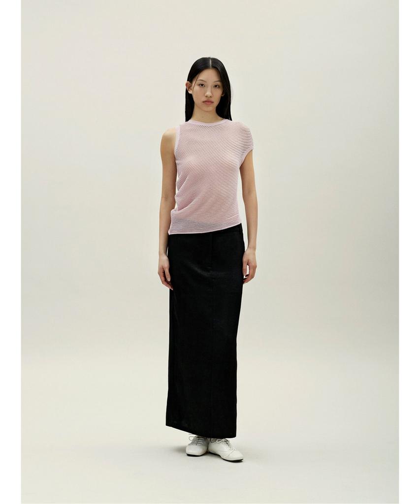 Anggae Velvet Satin Long Skirt Black