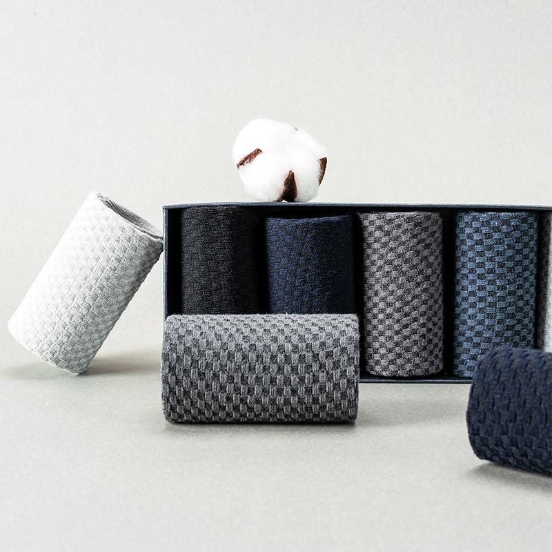 5 Pairs/lot Men Fiber Socks Solid Color Business Breathable Tube Long Sock Spring Autumn Large Size EU39-44