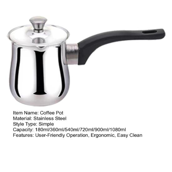 Yousheng Coffee Pot Stainless Steel Milk Warmer with Cool Handle Small Saucepan for Butter Melting And Sauces Portable Espresso Maker for Home