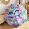 1pc Cartoon cute fantasy unicorn Umbrella Portable Folding Umbrella Iron Frame Hole Bone Structure Outdoor Home Umbrella