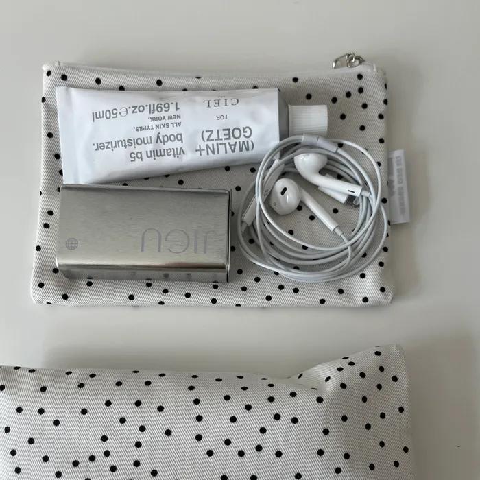 White polka dot pouch