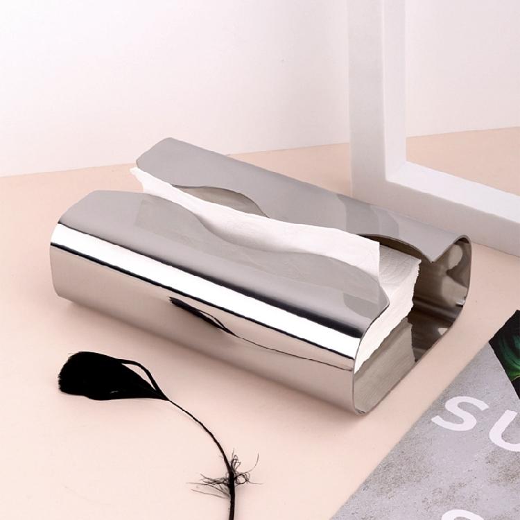 Elegant Curved Stainless Steel Tissue Box Simple Nordic Style Durable Surfaces Easy Refill Paper Holders Home Decors