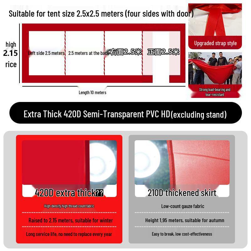 Thickened Outdoor Umbrella Tent Cloth - Windproof and Waterproof Surround for Four-Legged Umbrella