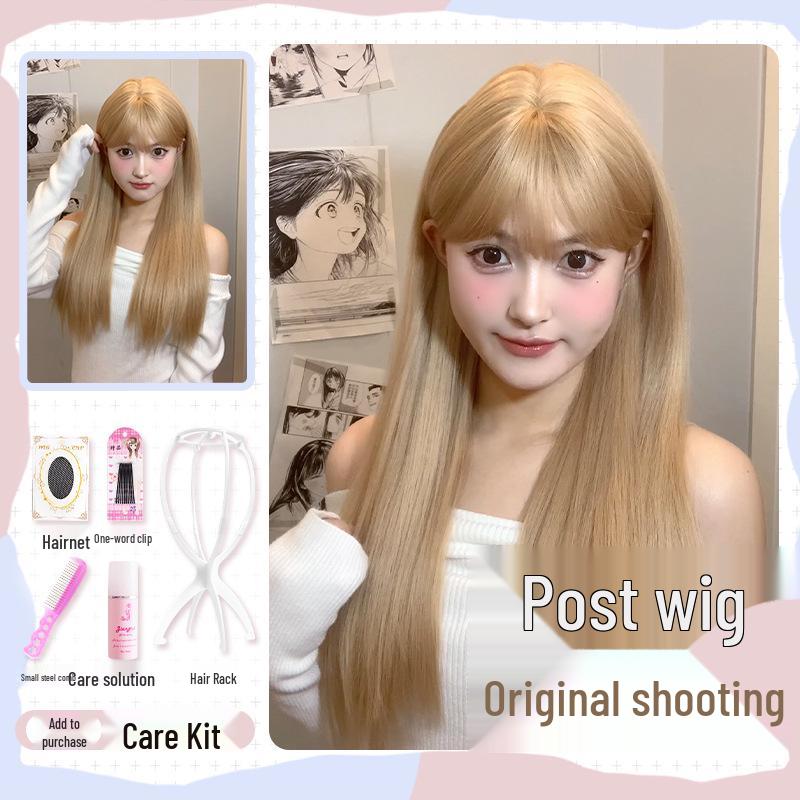 Lisa Style Long Straight White Gold Wig for Women