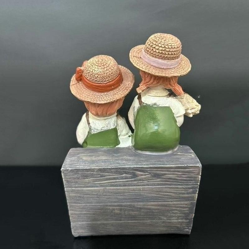 Cute Cartoon Doll Ornaments of Rural Sun Hats, Garden Couple Decorations and Home Ornaments
