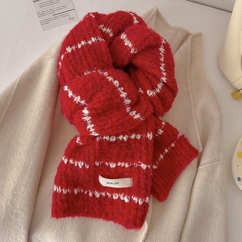 

Big Belly Striped Wool Blend Knit Scarf - Women s Warm Korean Style Versatile Shawl 190*33