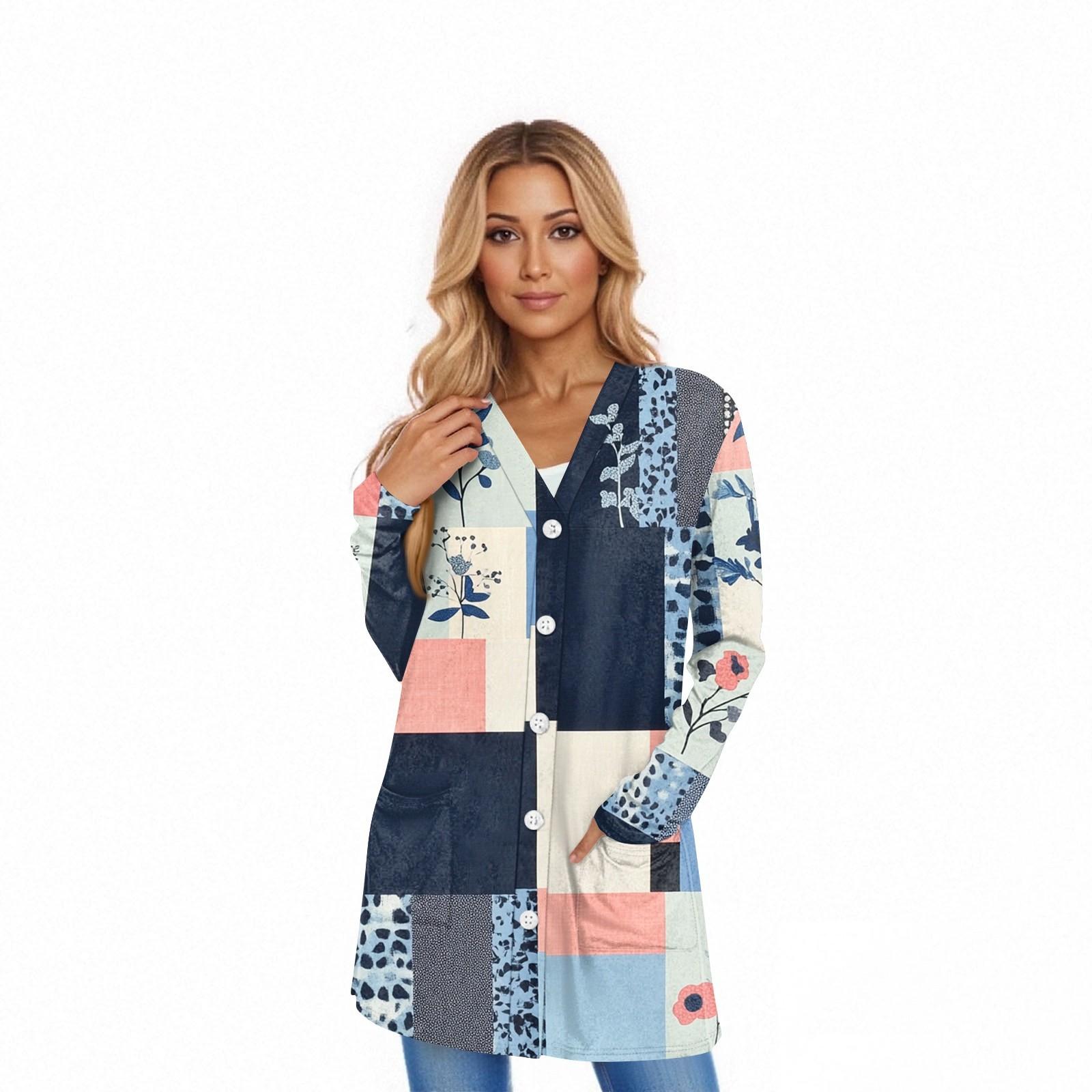 

Женский кардиган с длинным рукавом, повседневная куртка с карманами, топ XL небесно-голубой