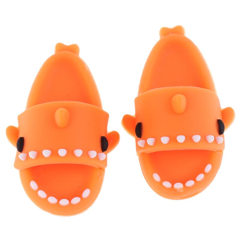 1 Pair 1:12 Dollhouse Miniature Cute Shark Slippers Doll Shoes Suit For Ob11 1/12 Bjd Doll Gsc Dod, Ymy Doll