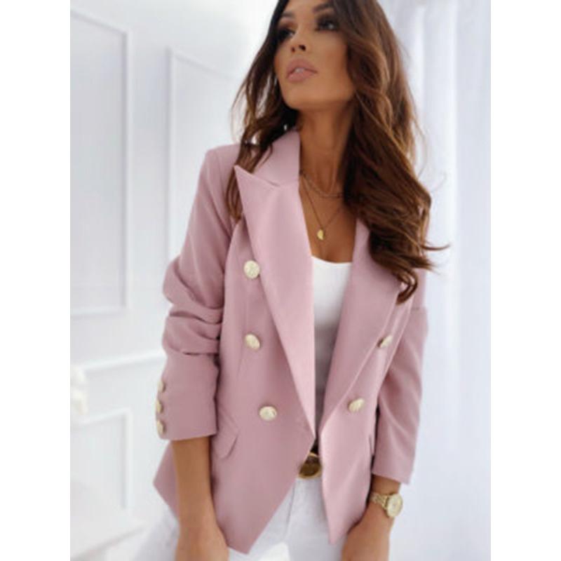 Fashion Long Sleeve Loose Suit Collar Women Jackets Double Breasted Solid Color Office Ladies Streetwear Shirt Female Slim Fit Casual Simple Clothing