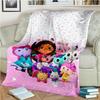 3D Kawaii Gabbys Dollhouse Cartoon Girl Gift Blanket,Soft Throw Blanket for Home Bedroom Bed Sofa Travel Picnic Cover Kids
