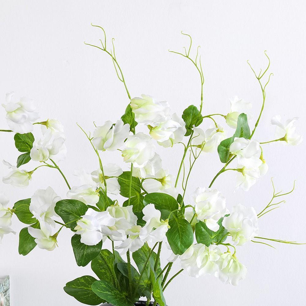 Plastic Artificial Pea Flowers Elegant Fake Flower  Office Desktop Decoration