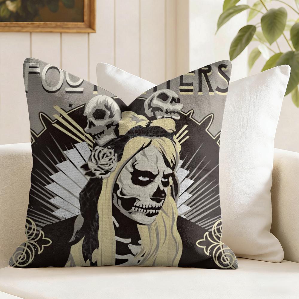 FFoo FFighters Band Cushion Cover Eco Linen Pillow Case DoubleSided Print Breathable Durable Zipper Home Decor Gift