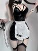 Naughty Witch Sexy Lingerie Cosplay Hot Uniform PULeather Open Crotch Bodysuit Kawaii Transparent Chest Jumpsuit Rabbit Costumes