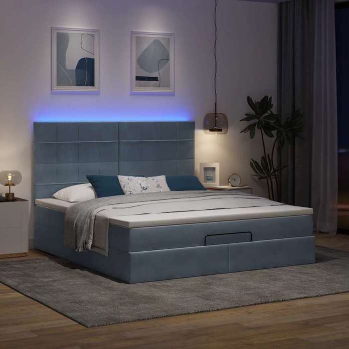 VidaXL Ottoman Bed Frame with Mattress Dark Grey 180x200cm Velvet, Bed Frame, Upholstered Bed Frame, Bed Frame 3314337