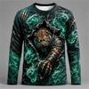 Men's Gothic Dragon Long-Sleeve T-Shirt Fashionable Casual Round-Neck Top Loose-Fitting and Breathable Men's Long-Sleeve Shirt