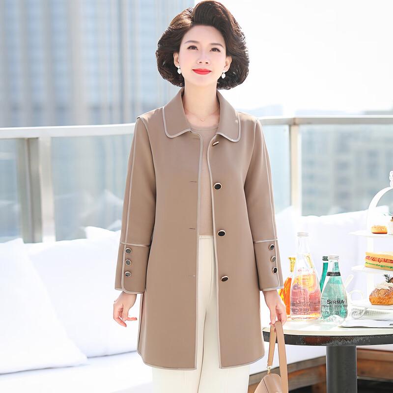 

Elegant Mid-Length Autumn Coat for Mature Women 4XL