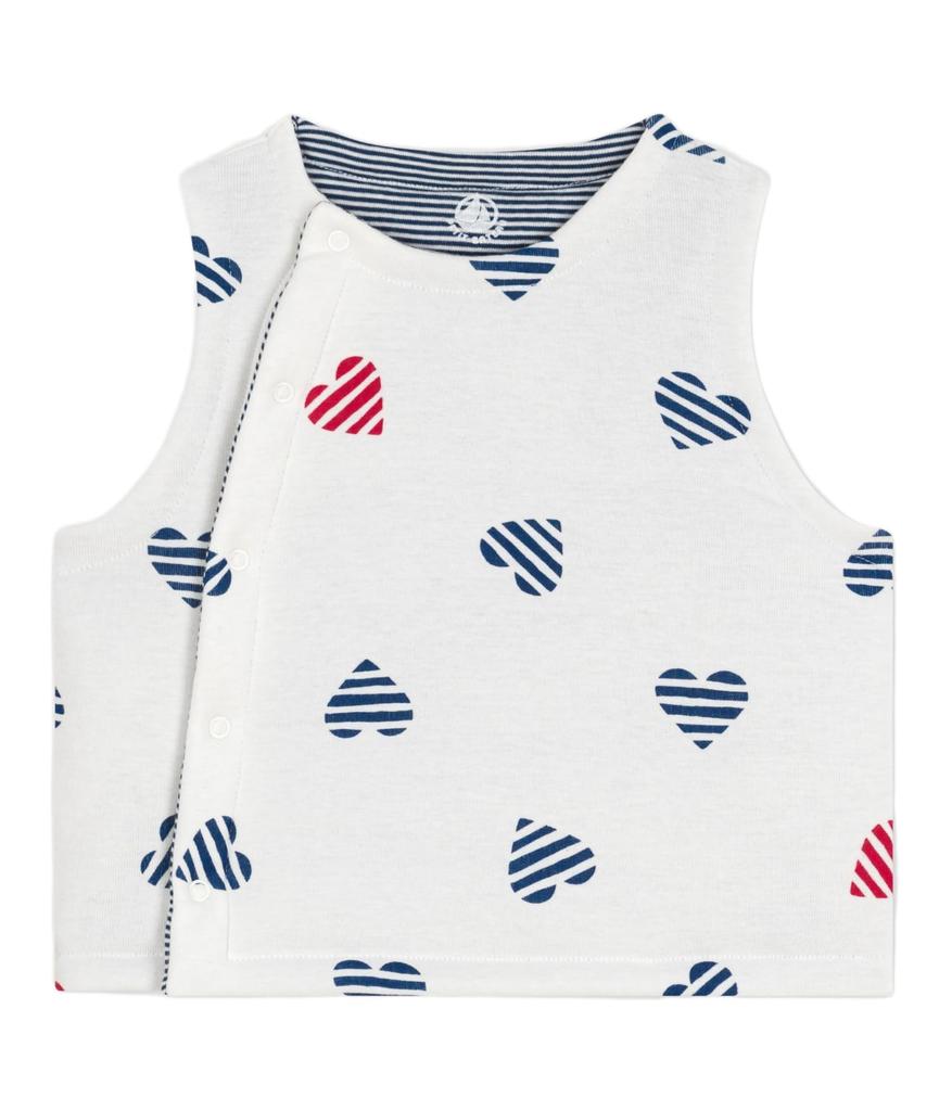 Petit Bateau Reversible Vest A0E4H, Off-White/Red, 67cm, 6-Months