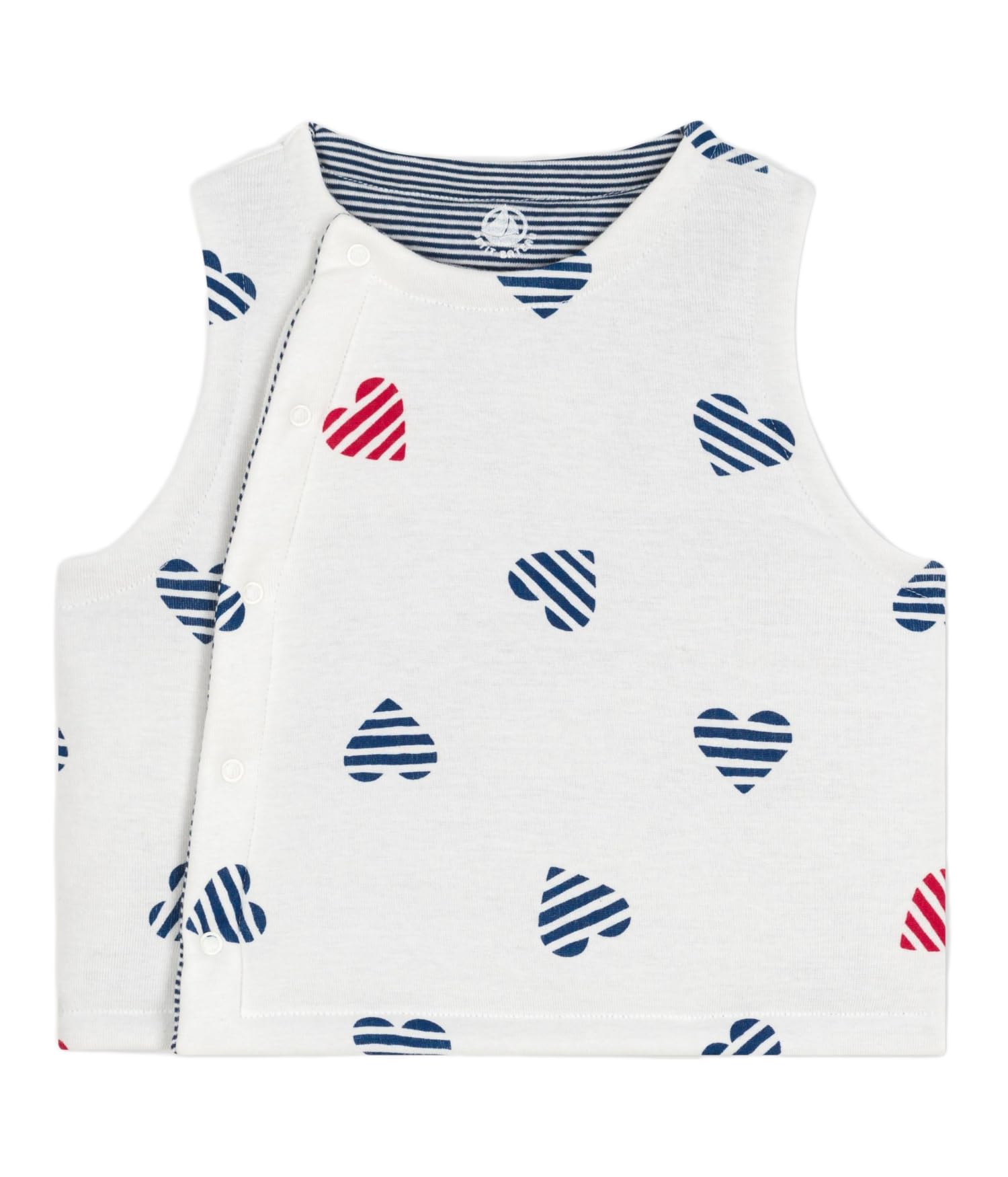 

Petit Bateau Reversible Vest A0E4H, Off-White/Red, 67cm, 6-Months