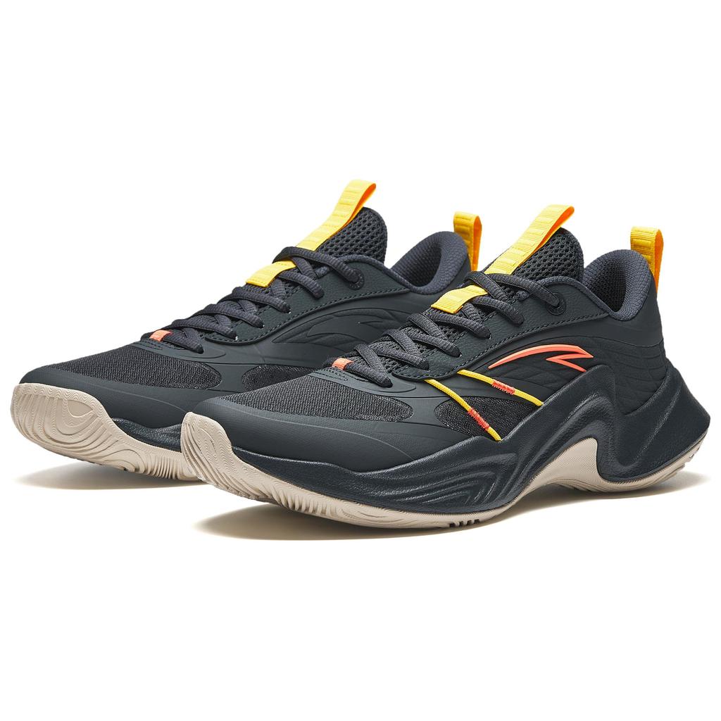 Anta Heat Wave Cement Nemesis Non-Slip Wear-Resistant Low-Top Basketball Shoes Men Sneaker Black Yellow 912421604S-4