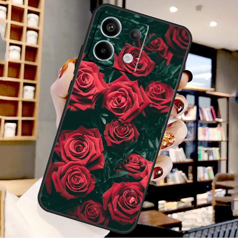 Bright Red Roses Flowers For Xiaomi Redmi Note 14 Pro 9 10 11 12 13 15 Pro Plus Case For Redmi 15 15C 14C 12C 10C 13C