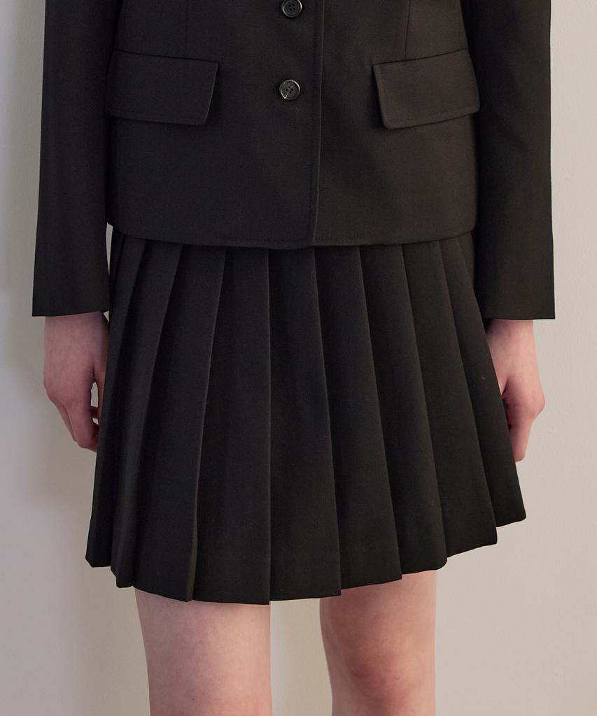 Tudument Vintage Wool Pleats Skirt Black