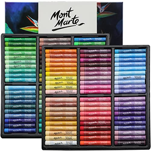 Mont Marte Super Soft Oil Pastels, 120pcs, Extra Soft Oil Pastels, Vibrant Colors. A versatile art pastel set with a variety of bright, vibrant, and c