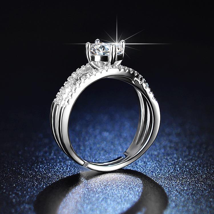 Live One Carat Simulated Moissanite Triple Band Engagement Ring