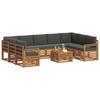 Garden Furniture Set 10 pcs Natural and Anthracite Solid Acacia Wood