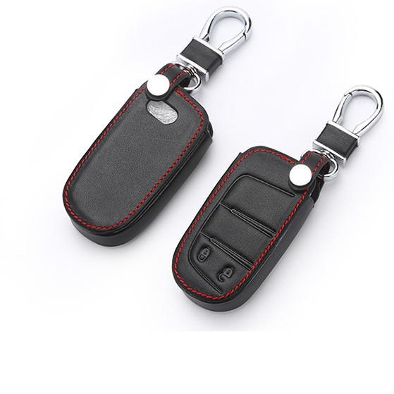 Premium Leather Key Cover for Jeep Liberty, Renegade, Grand Cherokee, & Compass