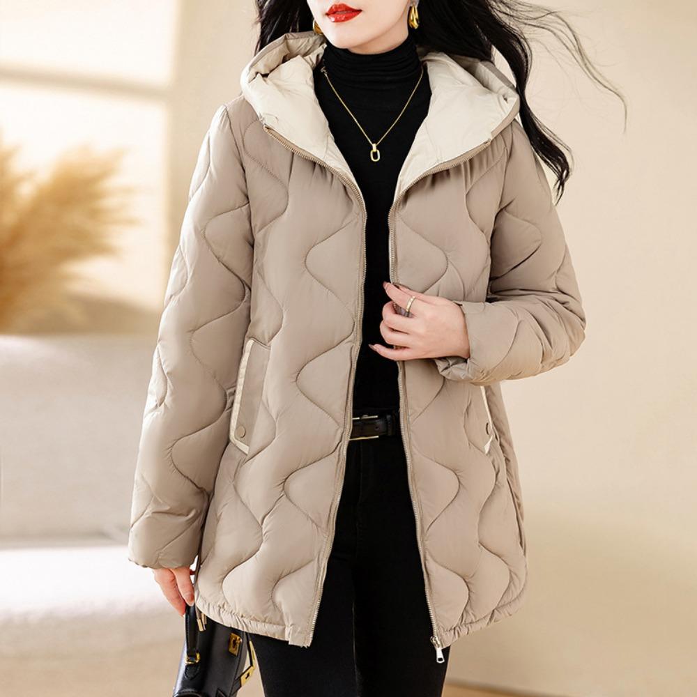 Medium and long rhombus collarless light down cotton clothes women's winter design sense niche small fragrant new cotton-padded coat