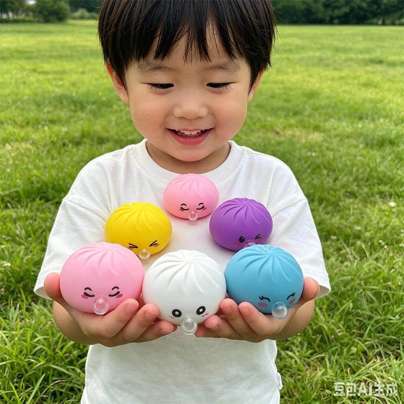 Creativ Random Simulation Bun With Bubble Toy Soft Slow Rebound Squishy Stress Relief Ball Fun Squeezing Toy Gift Ornament