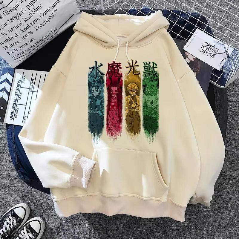 Hot Anime Hoodies Unisex Kamado Tanjirou Kama Anime Y2k Casual Hooded Sweatshirt Harajuku Cartoon Manga Khaki Pullovers Tops
