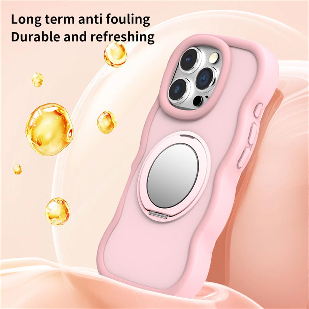 For iPhone 16 Pro Case Compatble with MagSafe Kickstand TPU+PC Phone Cover Built-In Mirror