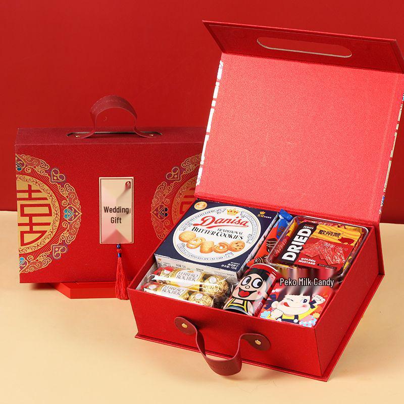 Luxury Chinese Wedding Candy Gift Box with Sugar Candies, Bridesmaid Favors, Return Gifts, and Thank You Tokens