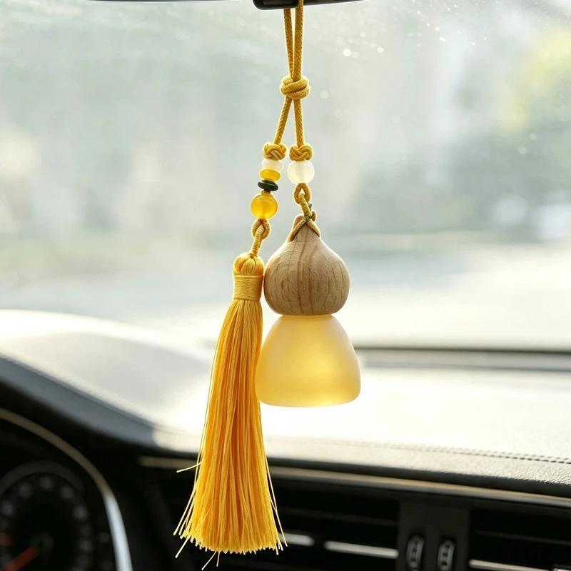 1Pcs Chinese Style Gourd-Shaped Car Essential Oil Diffuser Fragrance Air Freshener Perfume Empty Bottle Pendant With Tassel