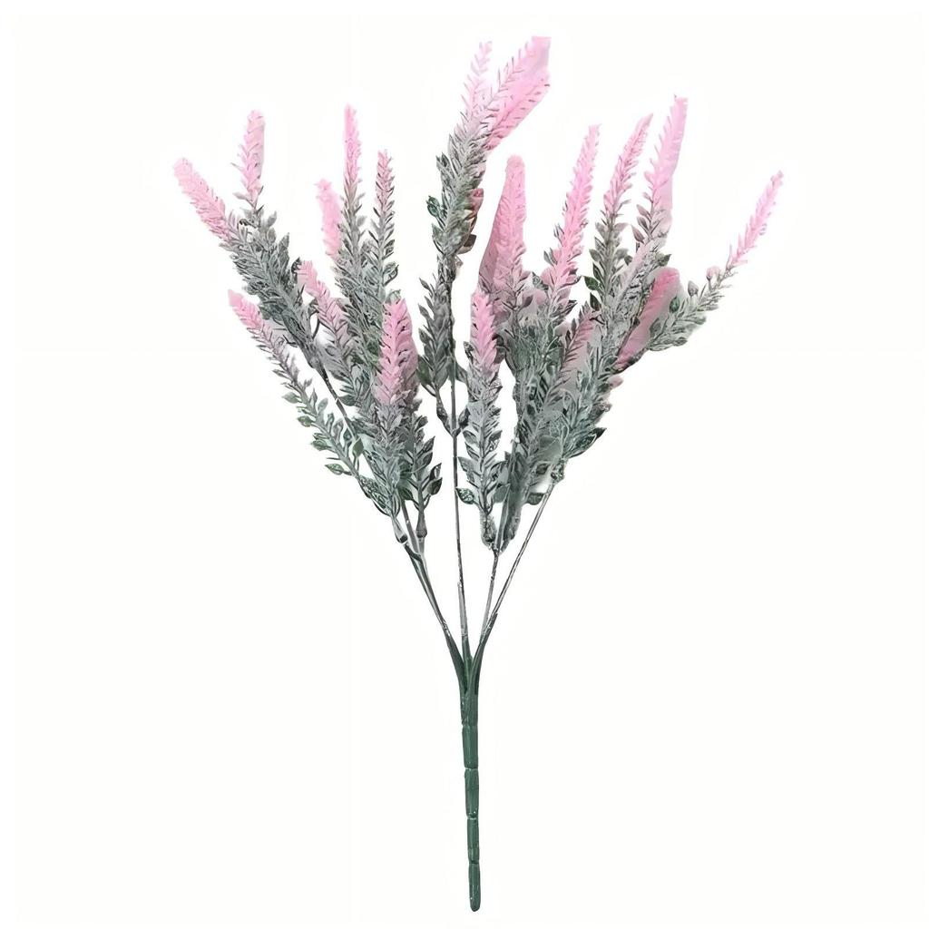 5-Head Flocked Lavender Artificial Flower for Home and Outdoor Decor