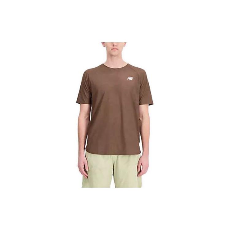 

New Balance Patterned Short Sleeve T-Shirt Men Tops Brown MT33281-DUO
