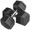 2x15KG Rubber Hex Dumbbell Portable Hand Weights Dumbbell Home Gym