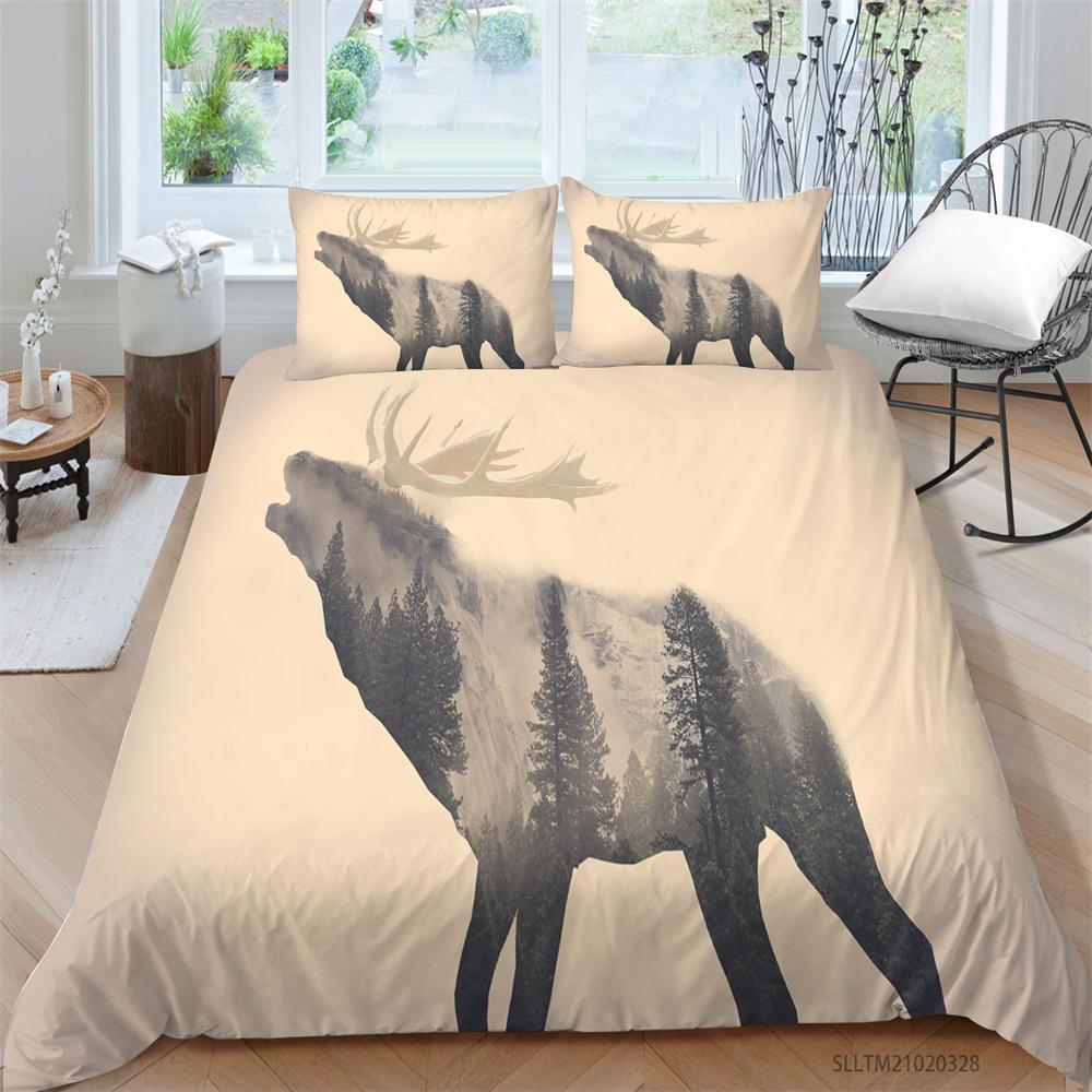 Heißer Verkauf Heimtextilien Bettwäsche Mädchen Quilt Abdeckung Bettwäsche Set 3D Deer Bettbezug Bequeme Bettwäsche Luxus Quilt Abdeckung