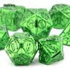 7 Pcs Green Double Swords Metal Dice Solid Polyhedral Dice Set Suitable for Role-Playing RPG  DND Pathfinder Board Game