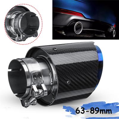 63mm-89mm Błyszczące Końcówki Wydechu z Włókna Węglowego Uniwersalna Rura Wydechowa Samochodowa Niebieska