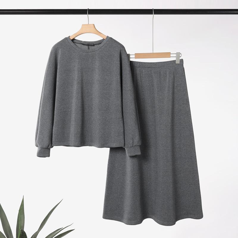 ZANZEA Damen Langarm Sweatshirts und Lange Röcke Herbst Zweiteilige Anzugsets