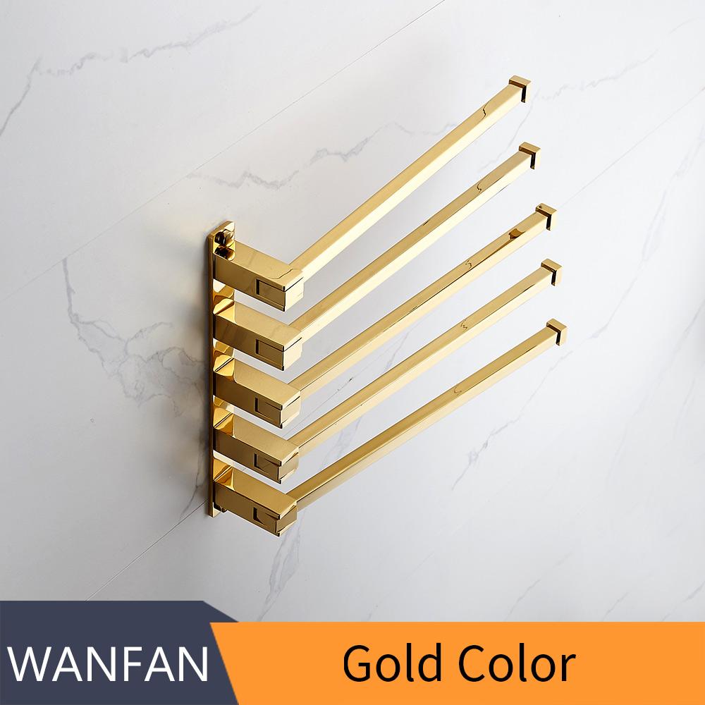 

Towel Racks Chrome 5 Layer Activities Towel Bar Holder 180 Degree Rotation Wall Bathroom Accessories Hanger Shelf 7535 золотий