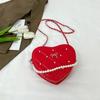 Pearl Heartshaped Shoulder Bag With Zipper Closure For Office And Outings