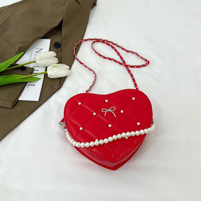 Pearl Heartshaped Shoulder Bag With Zipper Closure For Office And Outings